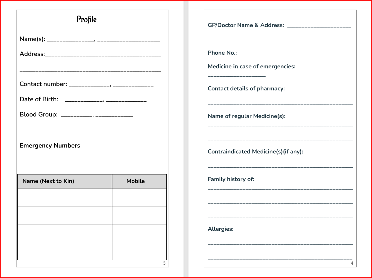 Health journal page - Profile