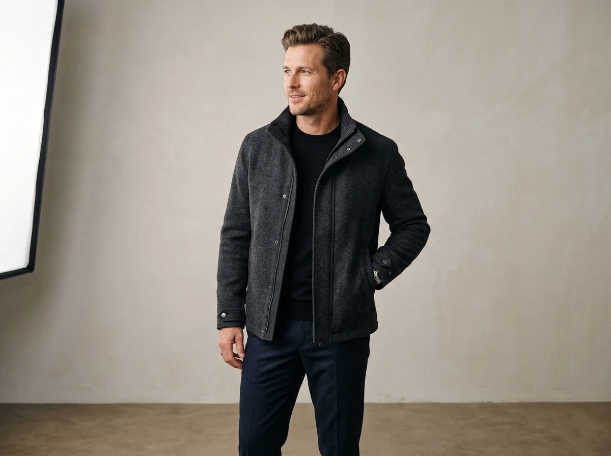 European male model in casual jacket