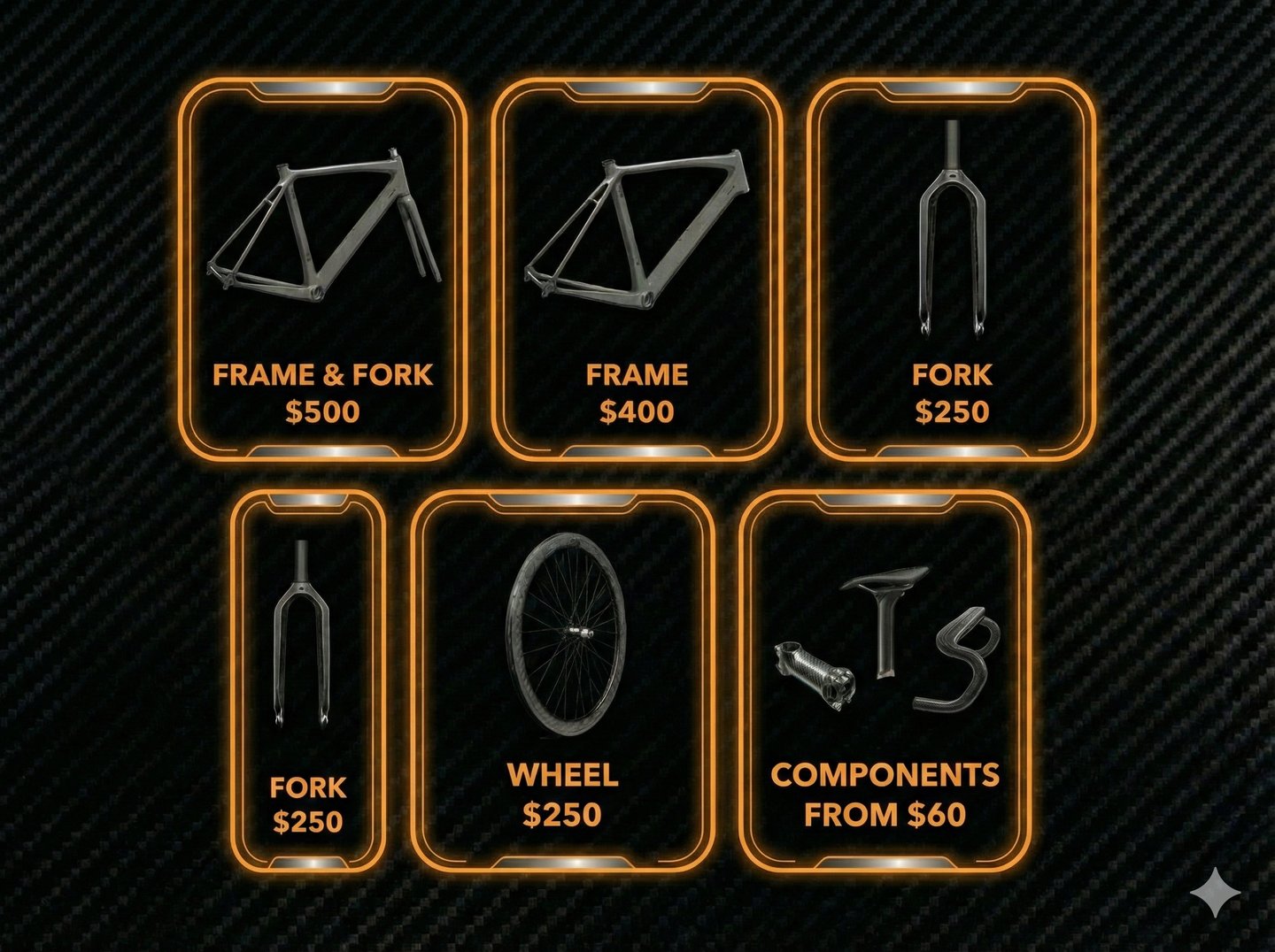 Price list for NDT of bike components