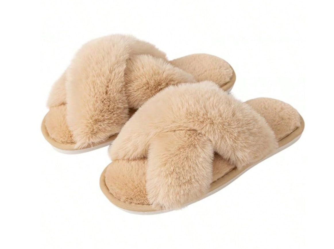 Slip into cozy comfort with these plush memory foam cross-band slippers