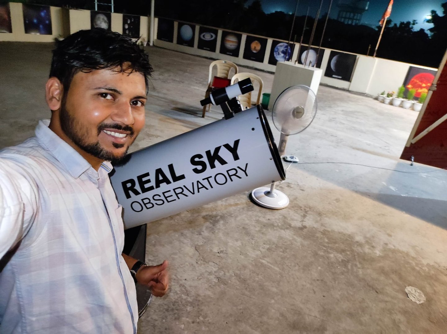 Deepak Singh with 12-inch telescope at Real Sky Observatory Greater Noida