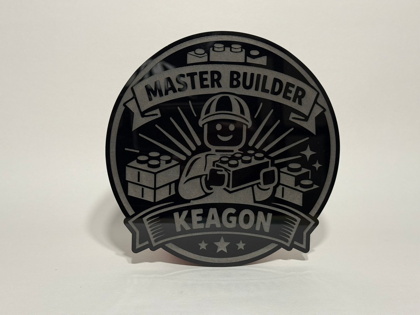 Black acrylic engraving