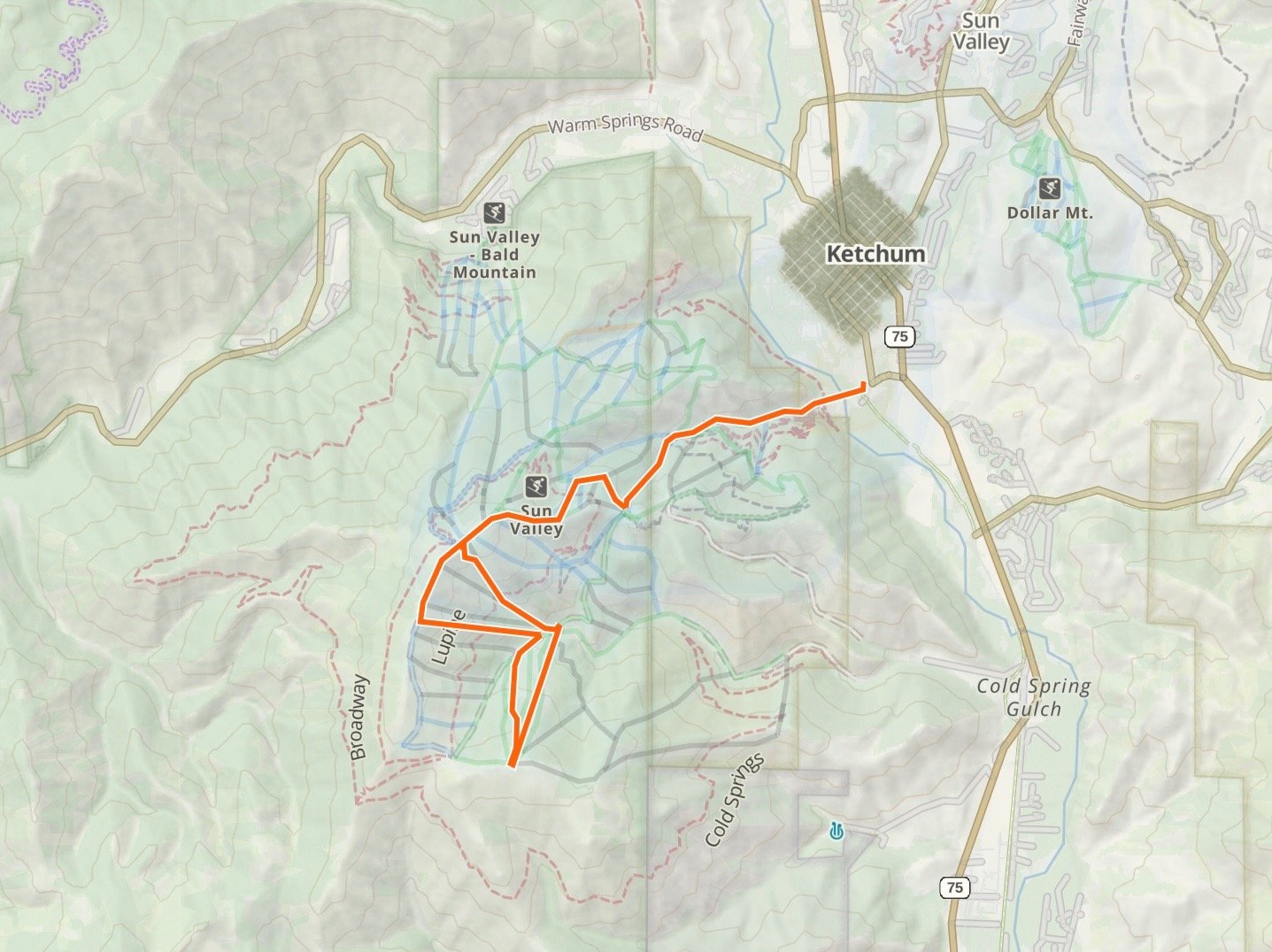 Sun Valley ID partial ski track