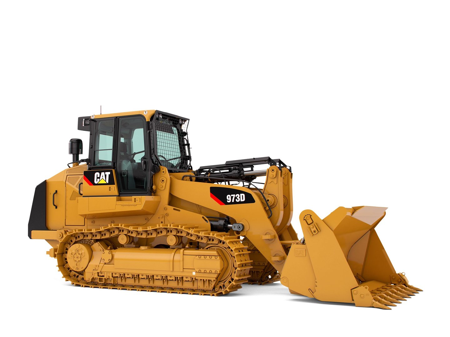 a large yellow bulldozer with a large bulldozer behind it