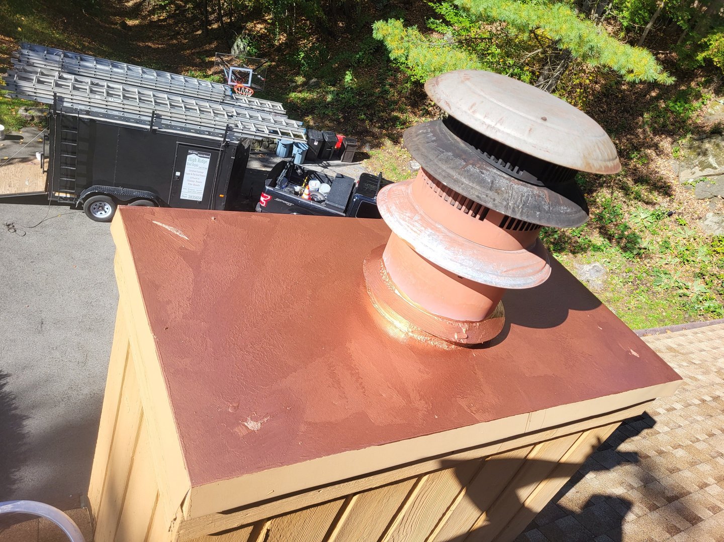 fluid copper application on chimney in fairfield county new york