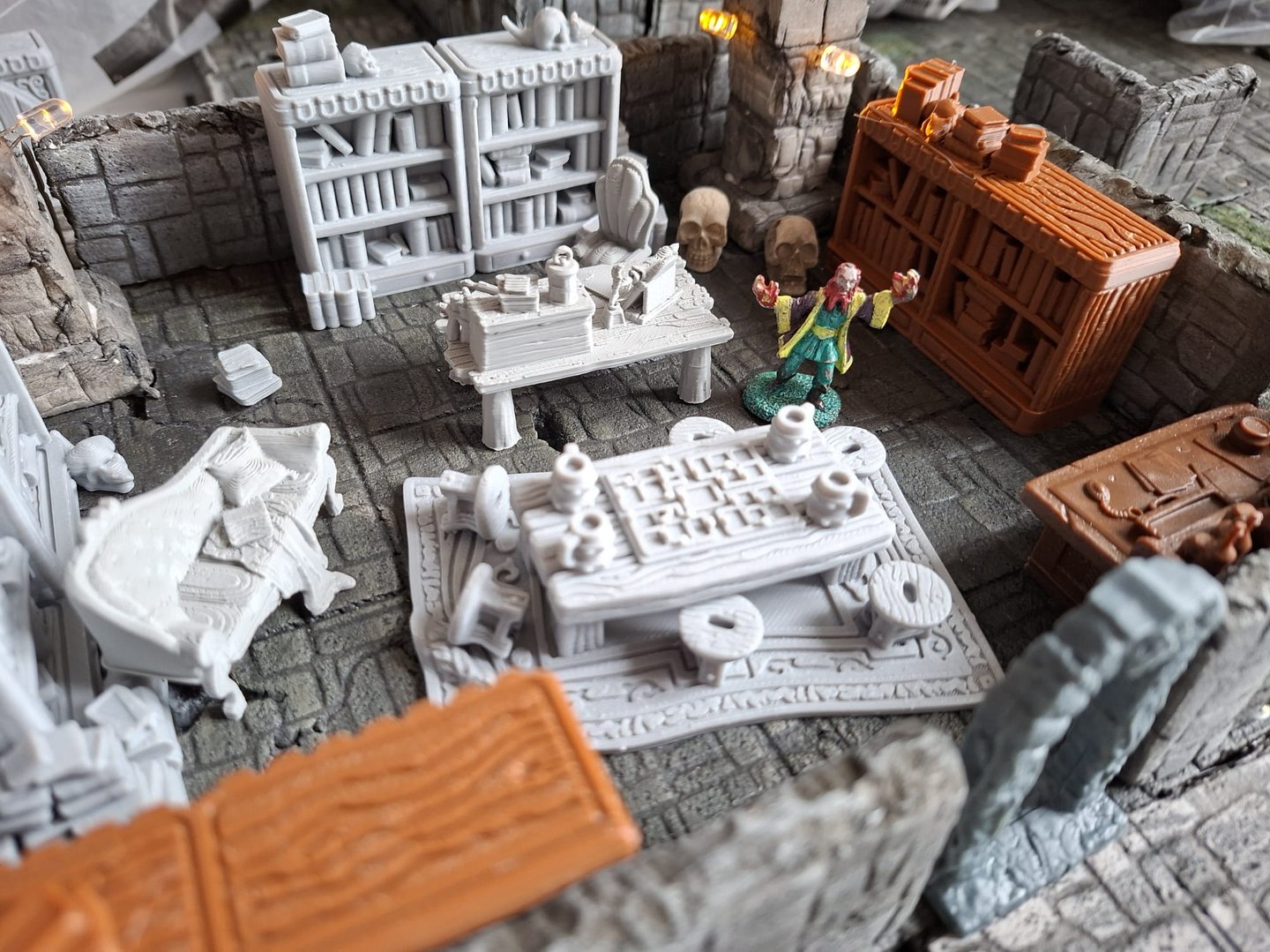 Un magicin étudit la magie dans son laboratoire de recherche