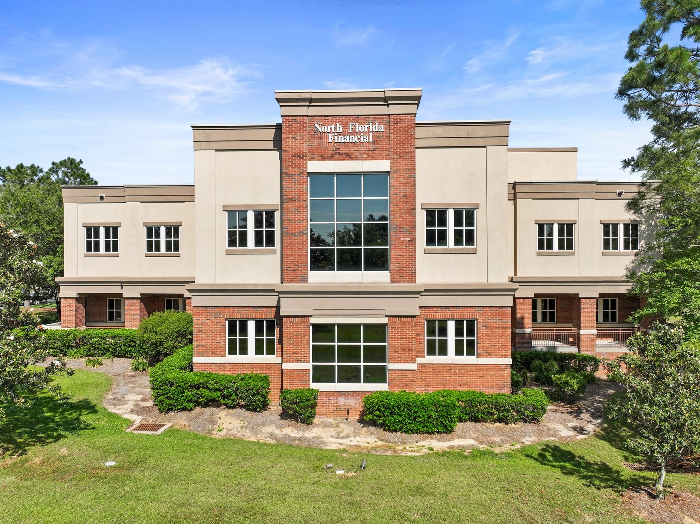 Drone image of professional office building