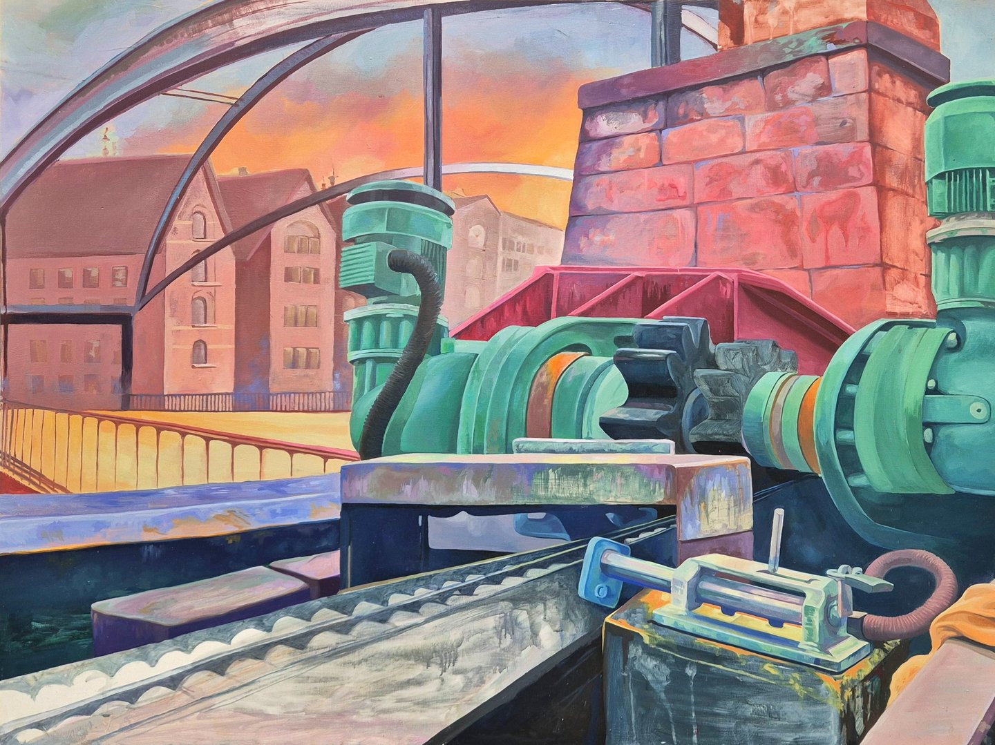 "Brücke am Zollkanal"-Öl auf Holz-Gemälde von 2025-Jasmin Roßmann