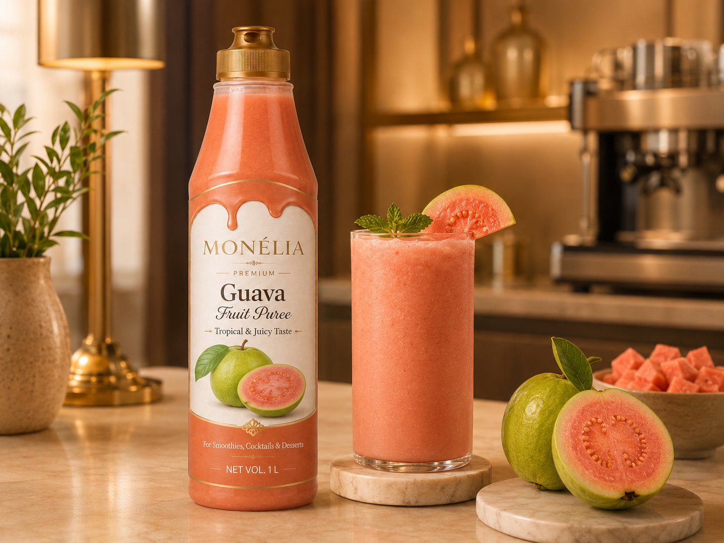 MONÉLIA guava fruit puree for smoothies tropical beverages and café menus