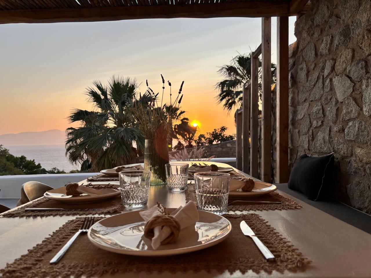 Dine with view: Table set up by the team of Villa Eats private chefs in Naxos