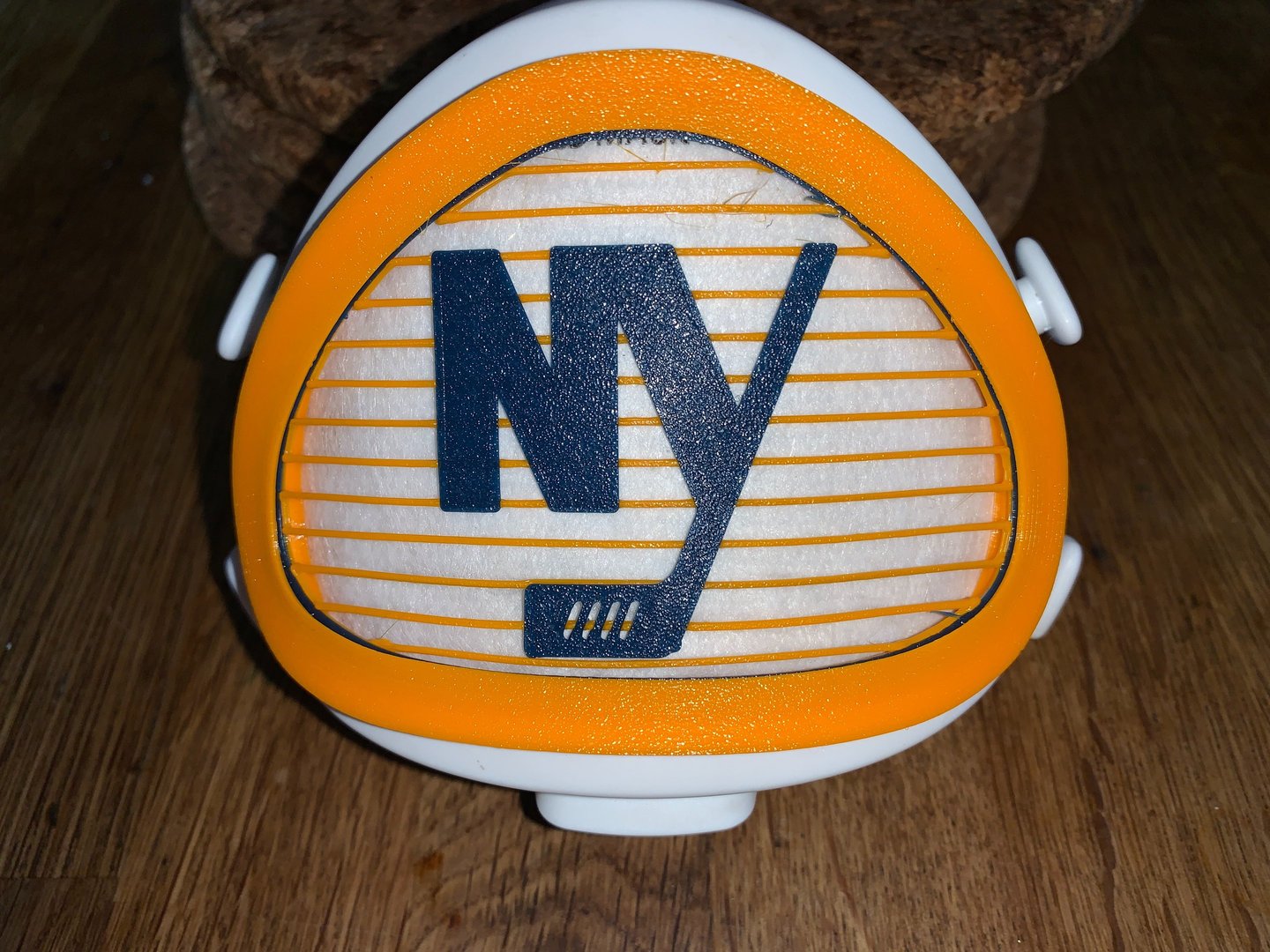 flo-56: Flomask with NY hockey logo decoration
