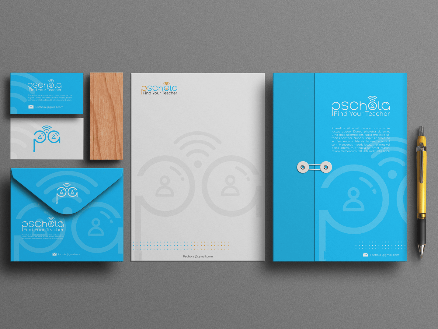 Visitenkarte und Briefumschläge Pschola Brand Design