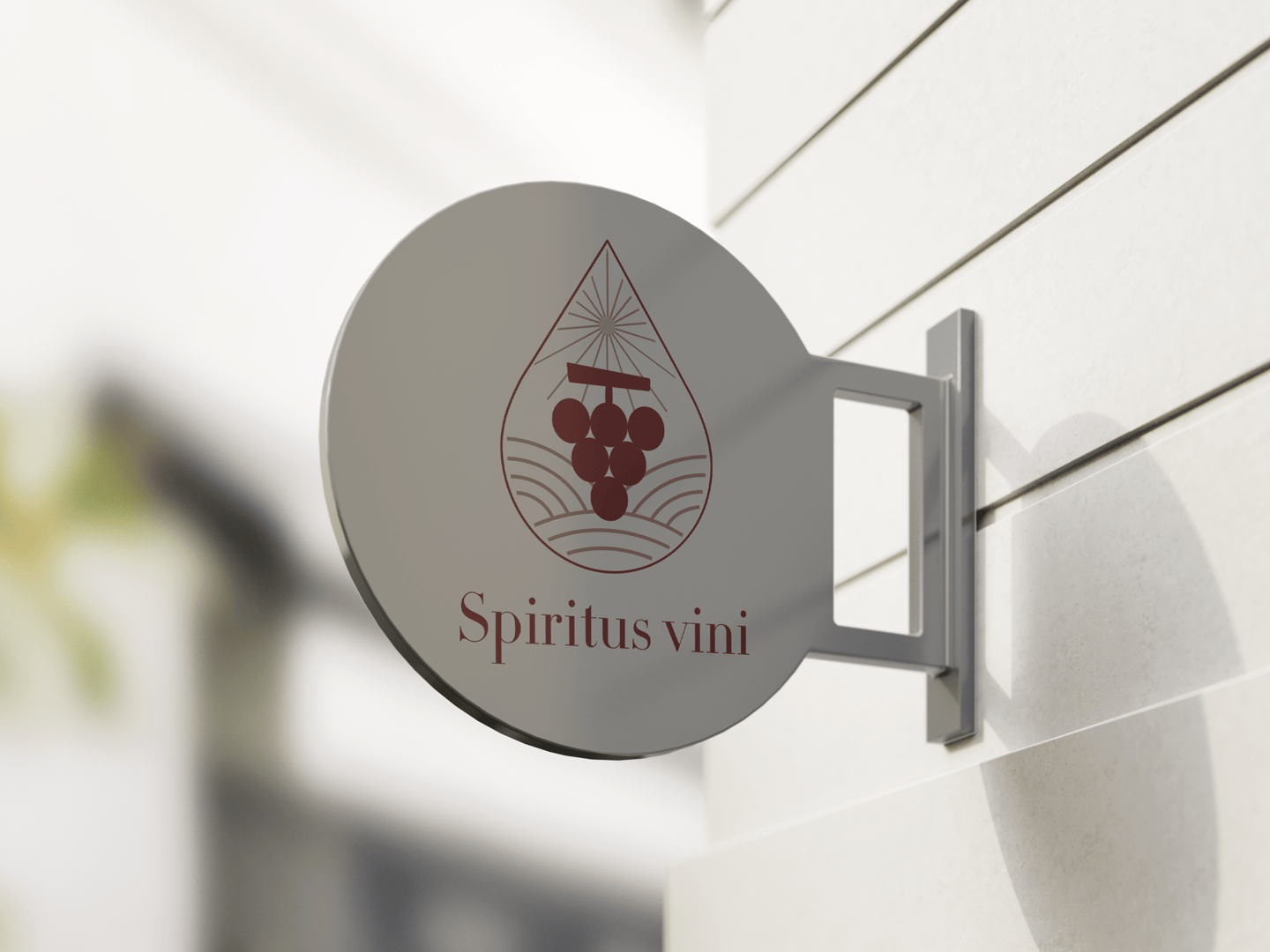 Enseigne Spiritus Vini en métal avec logo