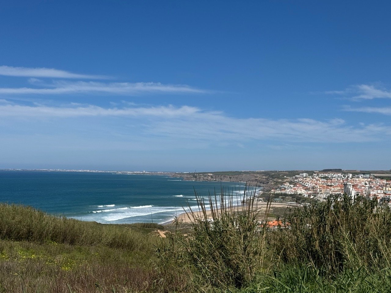 Panoramic Atlantic Ocean view near land on Portugal's Silver Coast