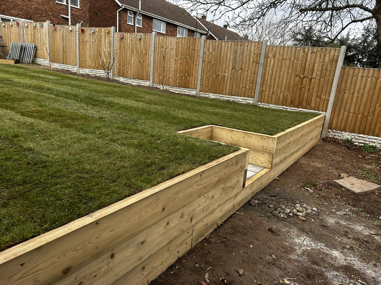 sleeper wall installed at home in worcester by B R Building and Landscapes