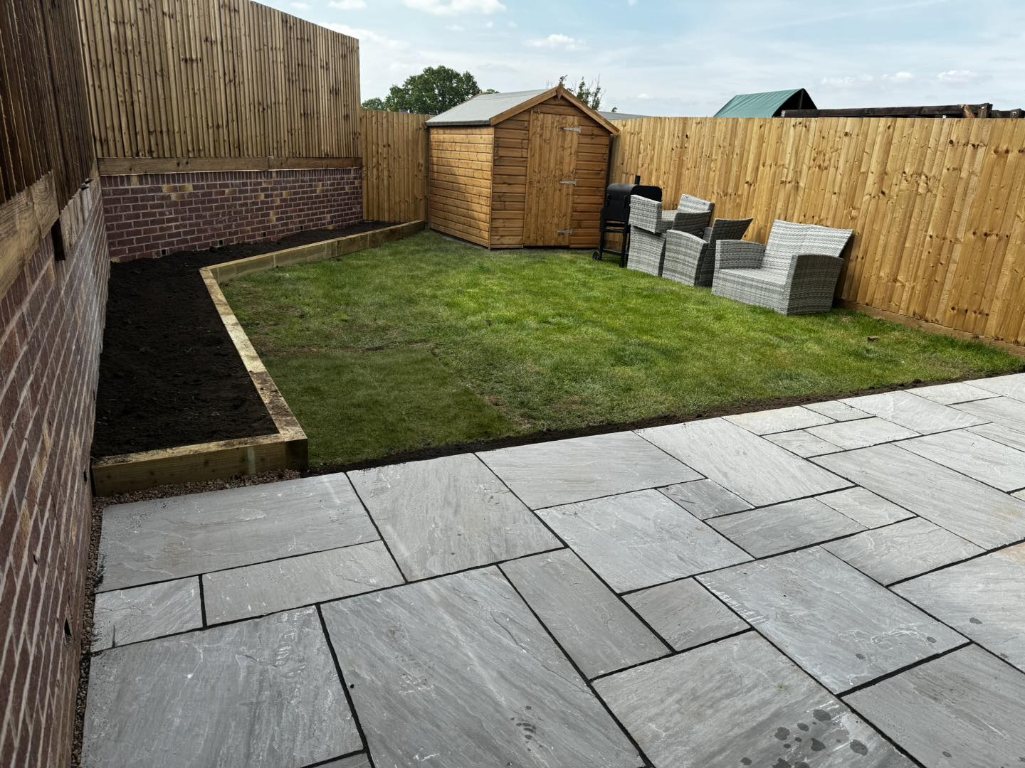 Stylish garden redesign with pathways and planting in Worcester