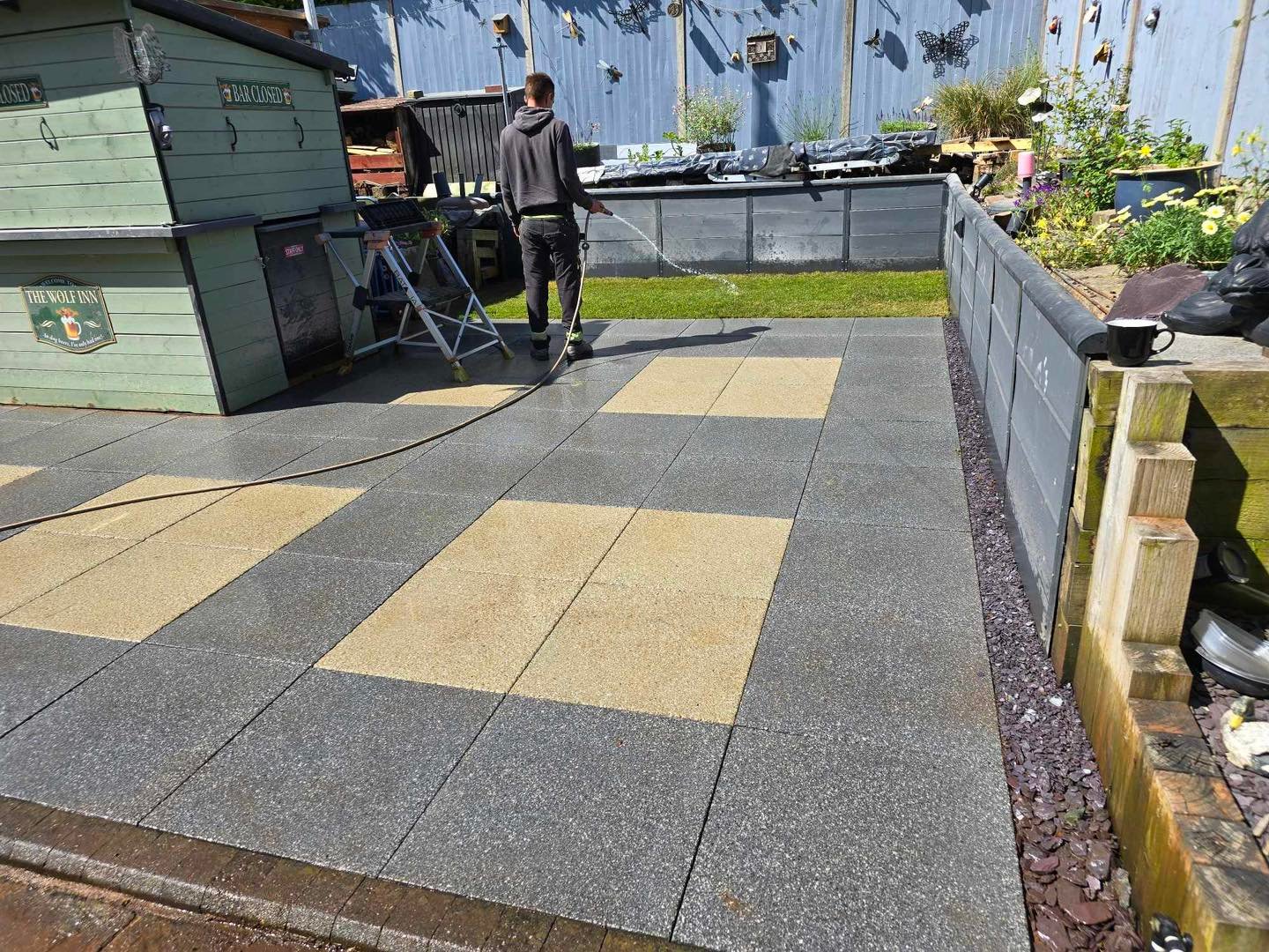 Stylish garden patio in Worcester by expert landscapers