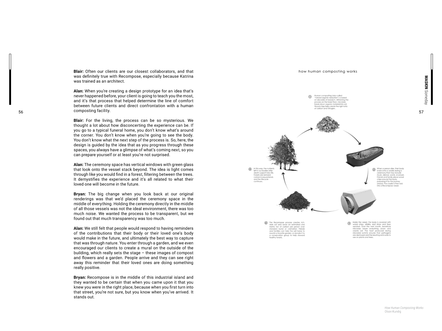 A magazine spread with a diagram of a life cycle