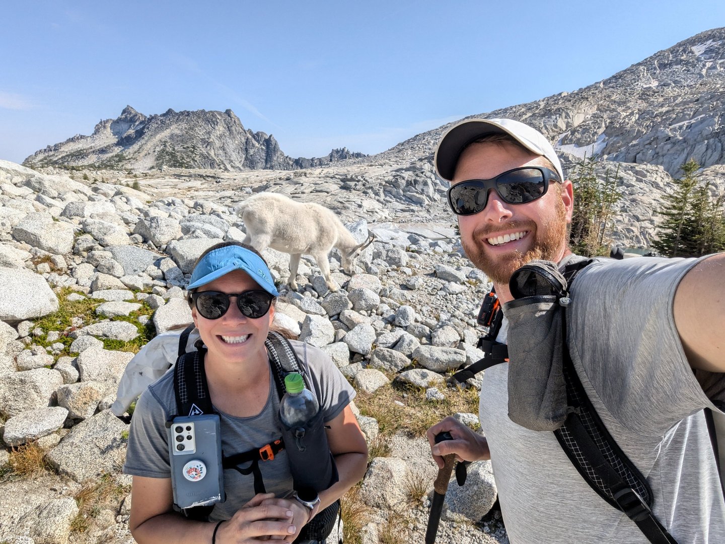 The Enchantments, Washington Cascades, backpacking, hiking, hiking with your partner, mountain goat