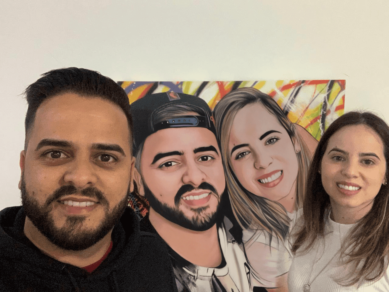 Pintura personalizada como ponto focal, transformando o espaço de forma única.