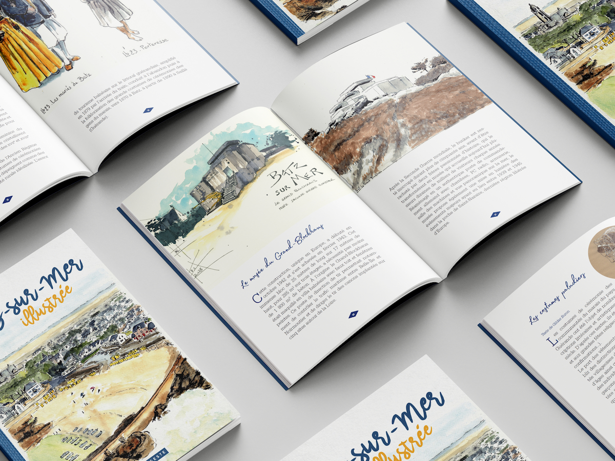 Mise en page du livre Batz-sur-mer illustrée
