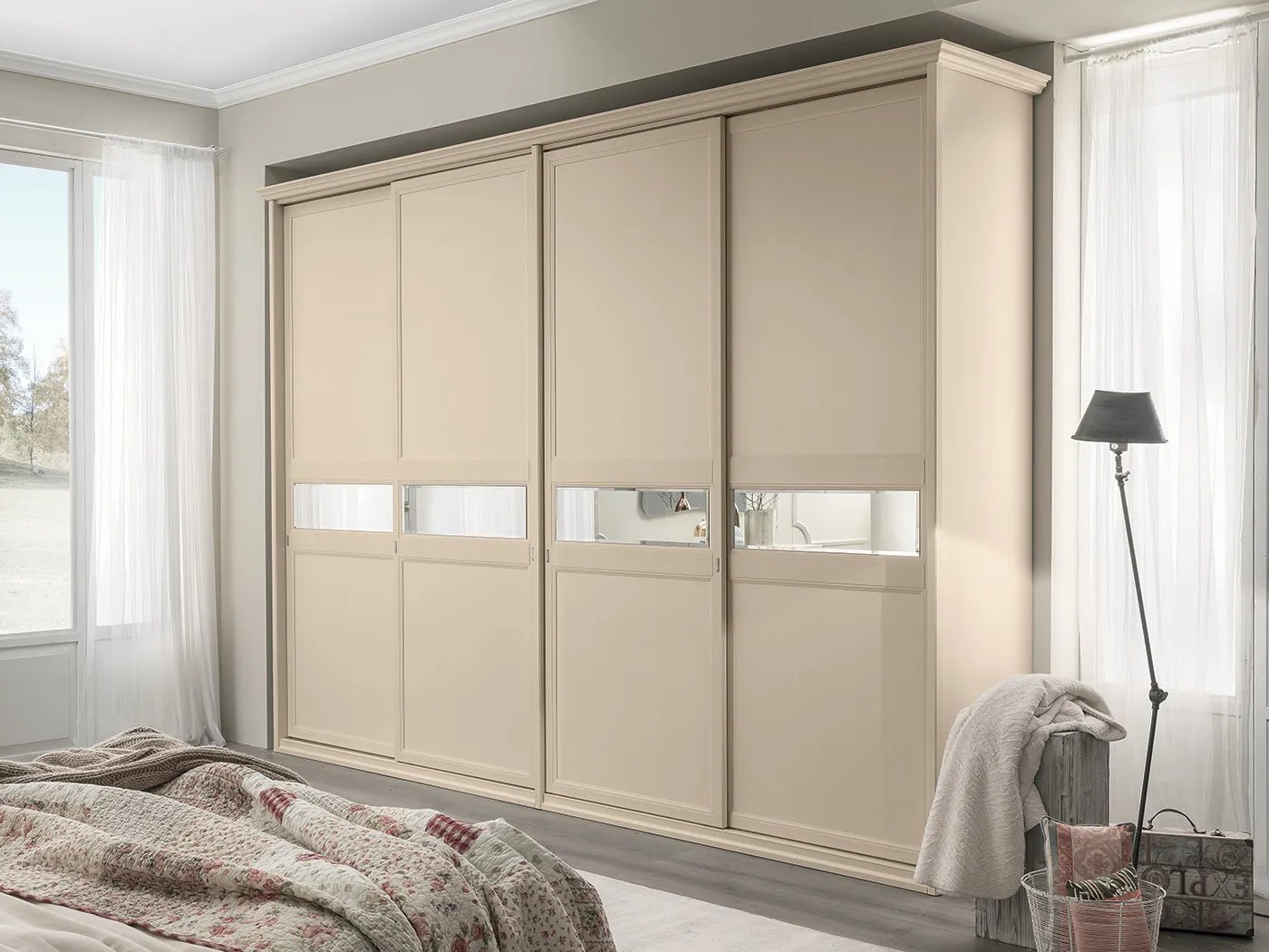 MazarakisArt: Συρώμενη Ντουλάπα Δωματίου - Μπεζ Ξύλο