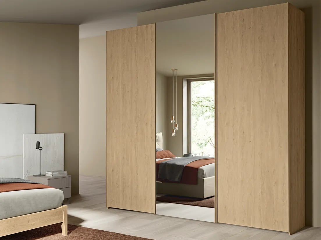 MazarakisArt: Συρώμενη Ντουλάπα Δωματίου - Ξύλο με Καθρέφτη