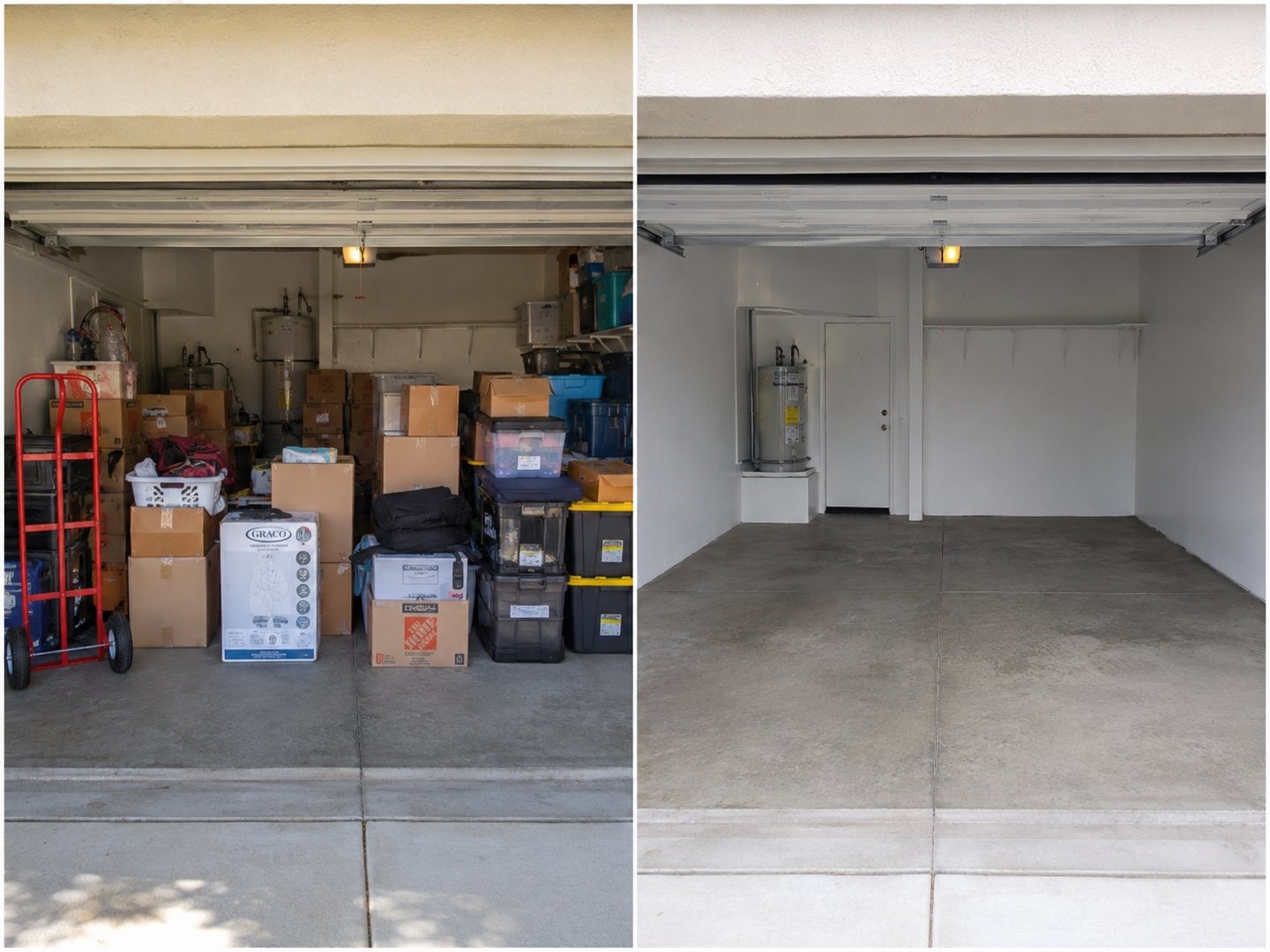 Before and after bulk removal for a move out.