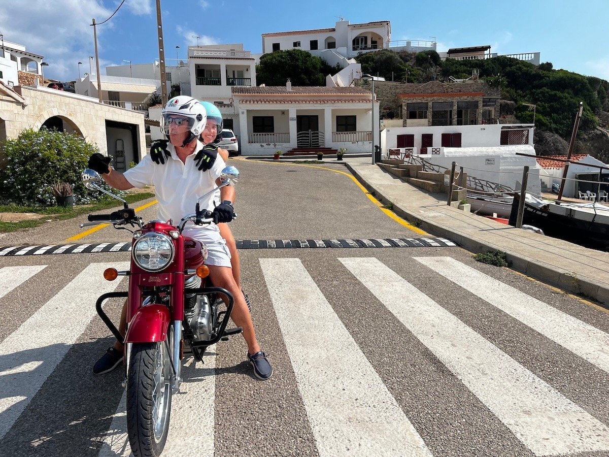 Royal enfield motorcycle tour along the coastline of Menorca