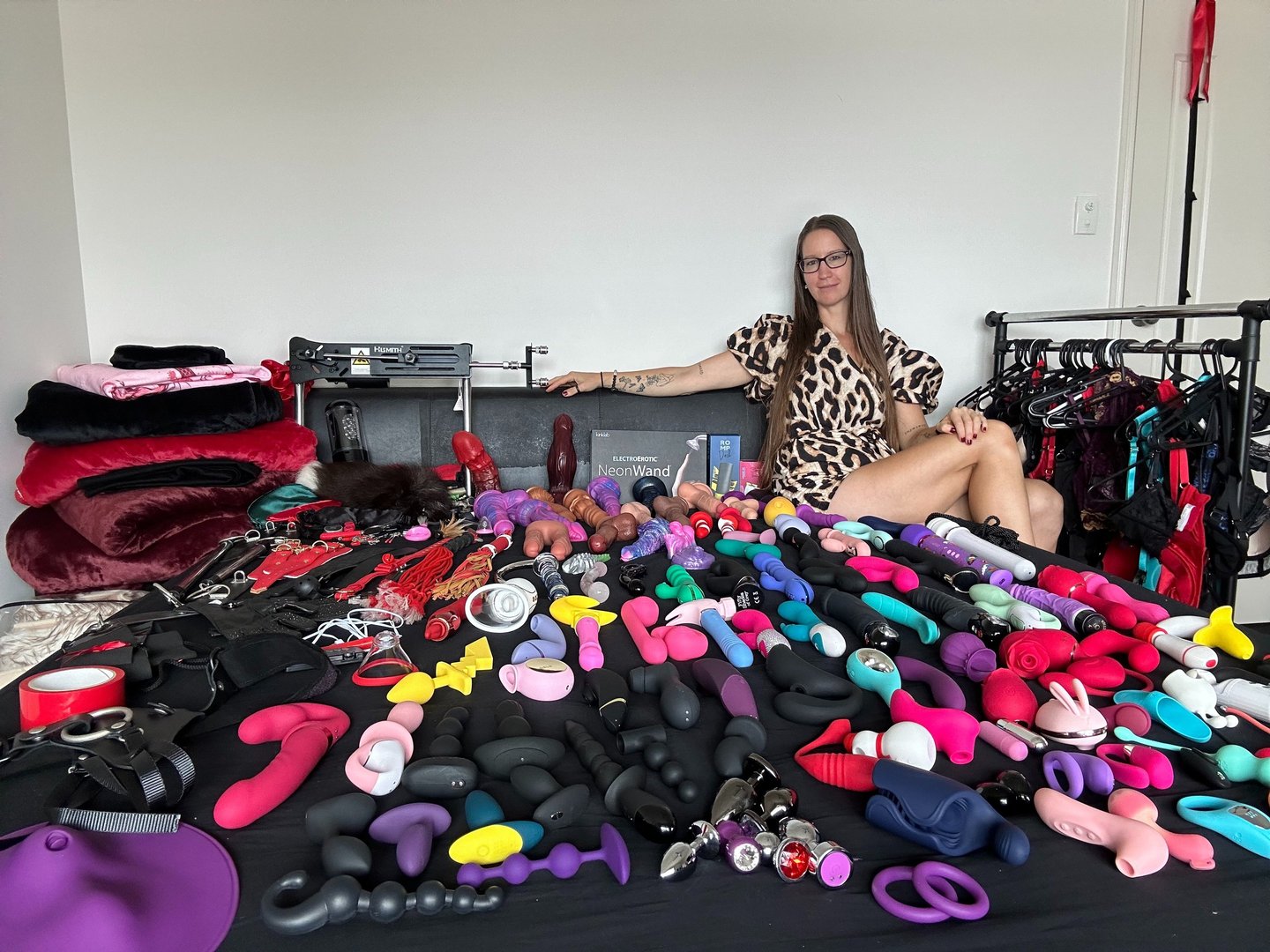 Pleasurelit Patricia with her over 400 pleasure toys and tools