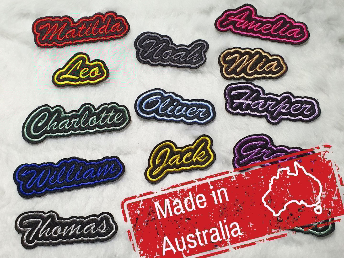 personalised felt name patches iron on 