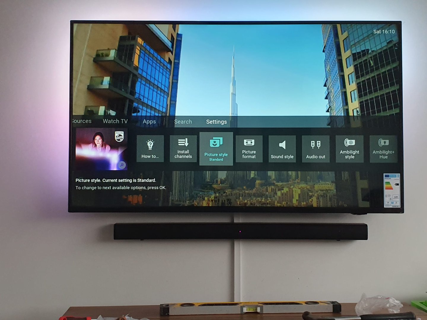 Wall-mounted smart TV installation