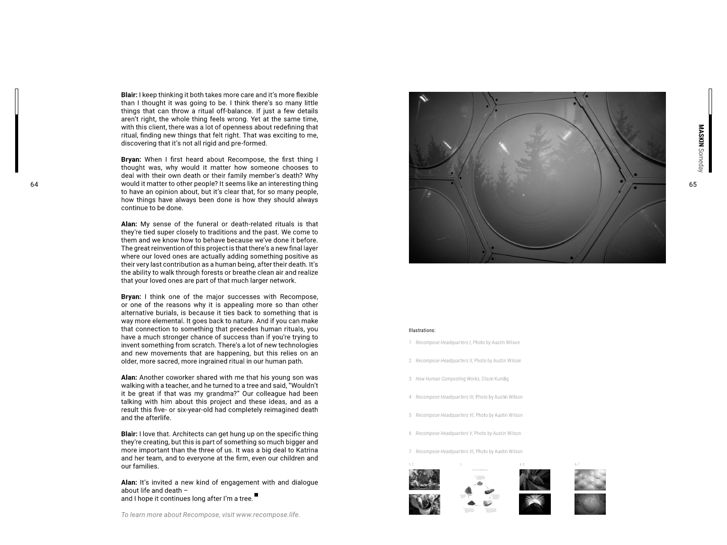 A magazine spread with a photo of a hexagonal machine