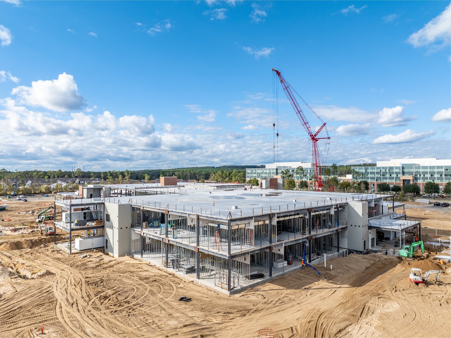 Drone image of building under construction