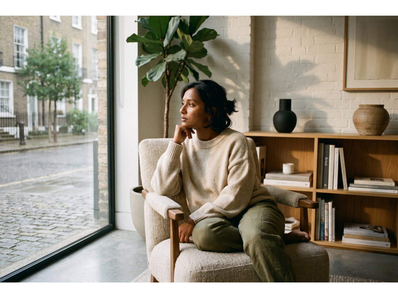 Person sitting by sunny window, representing individual therapy with Mita.