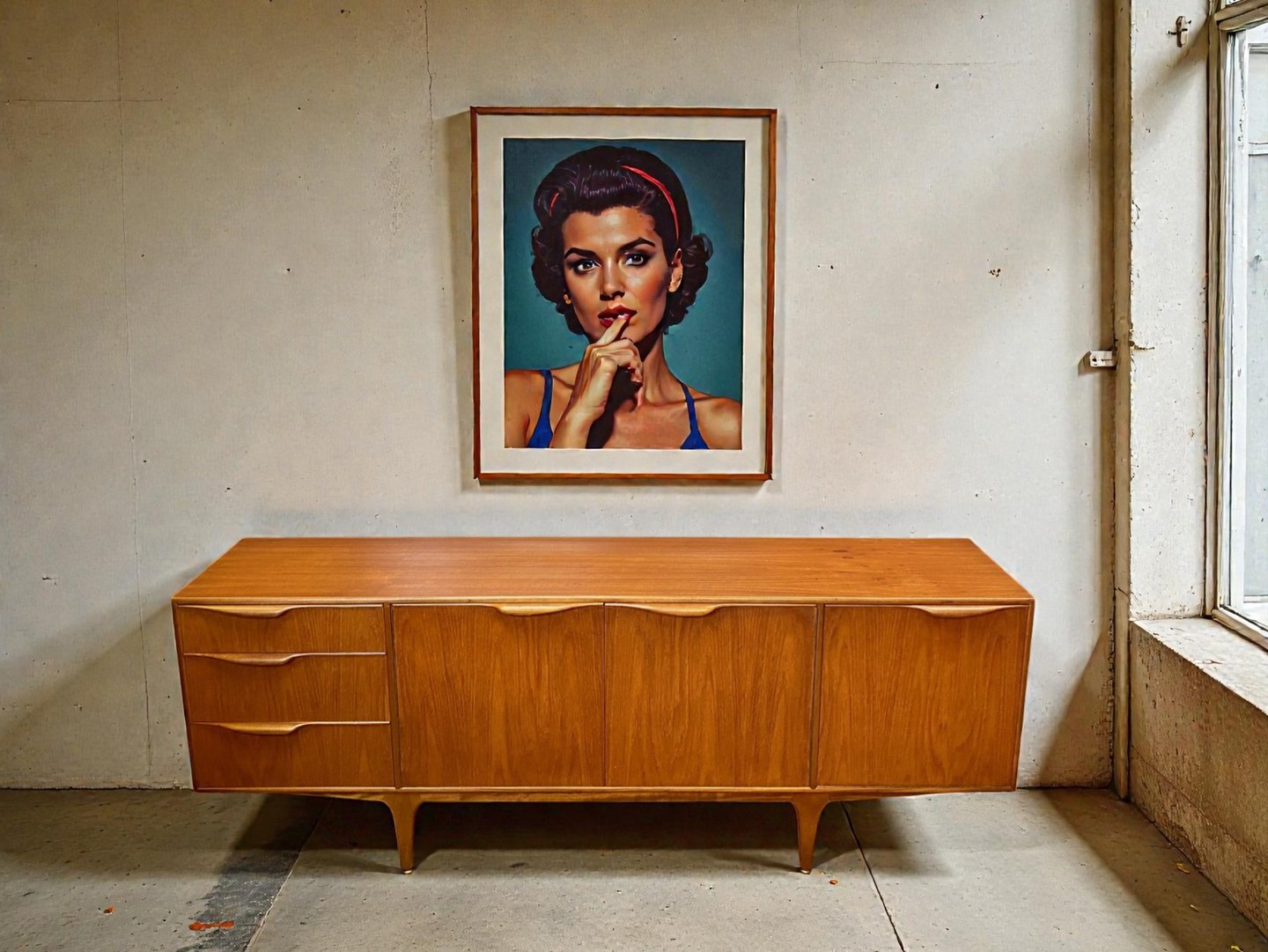 Beautiful vintage 1960s Mid Century Modern McIntosh teak sideboard with clean lines, warm wood grain and sleek Danish design