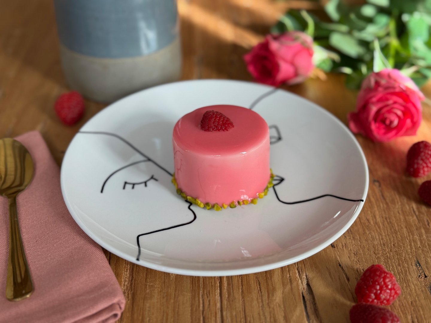 entremet pistache framboise