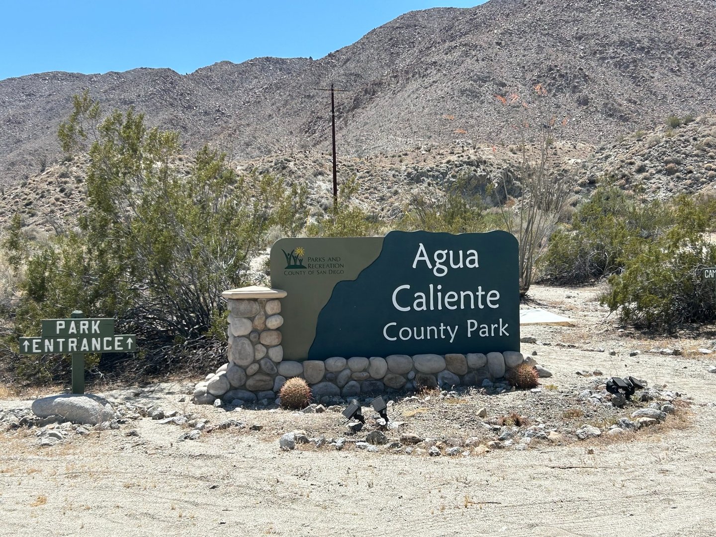 Sign posted at the entrance of Agua Caliente Park