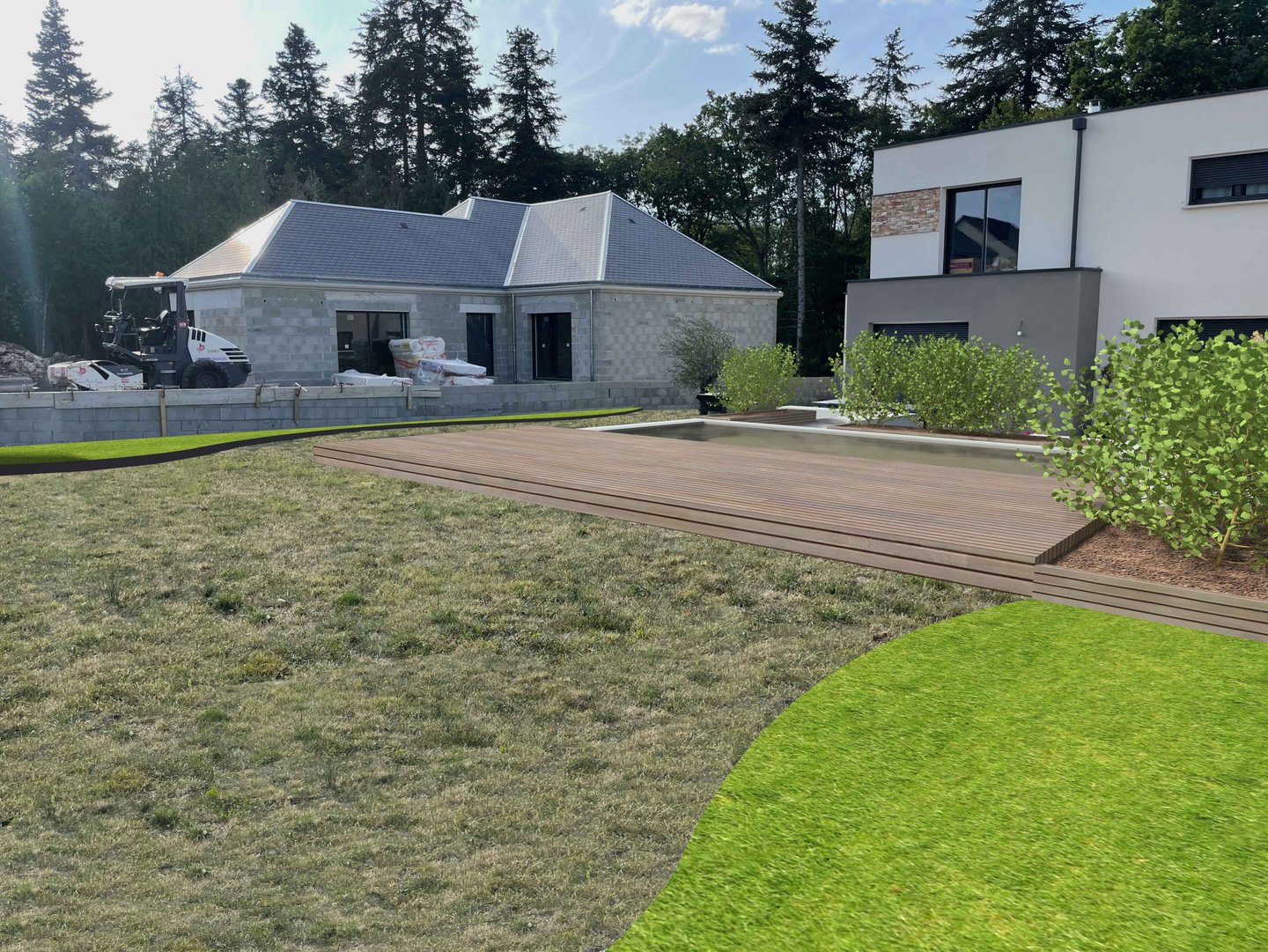 aménagement extérieur, piscine et terrasse