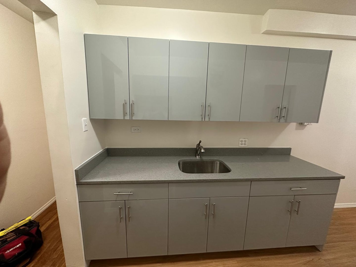 a kitchen with a sink and a sink