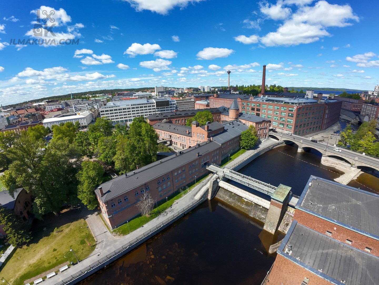 Ilmakuva Tampereen keskusta, Frenckell, Finlayson