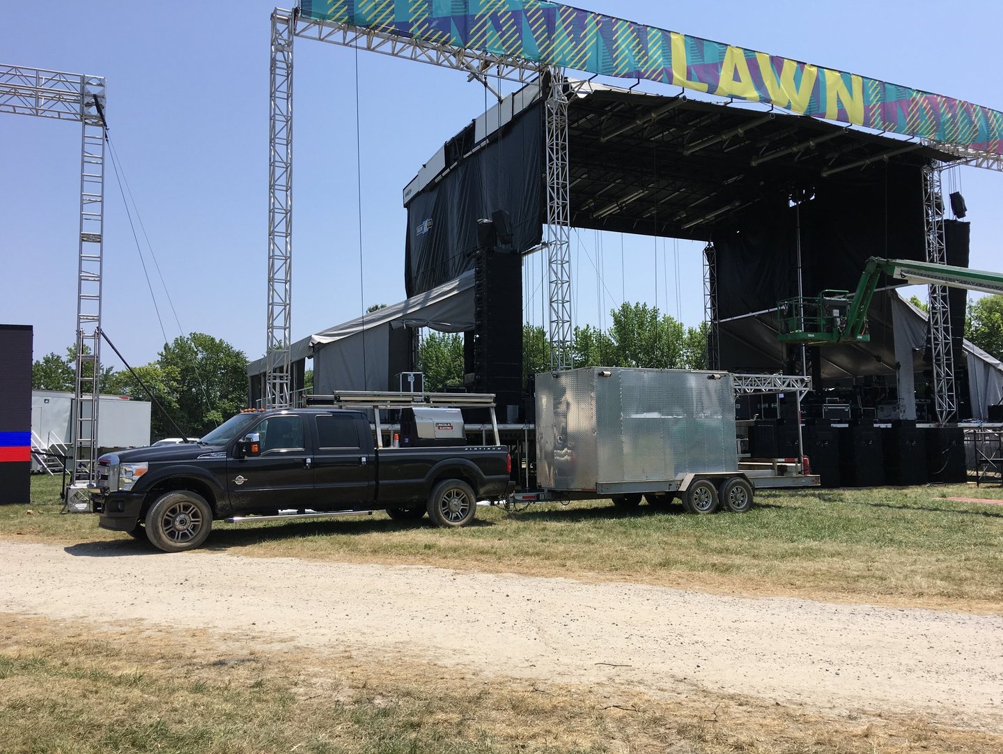 On-site aluminum repair of stage trussing, Firefly, Dover, DE