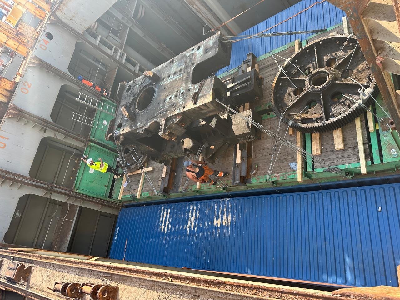 Heavy equipment loading for shipment to Nhava Sheva, India
