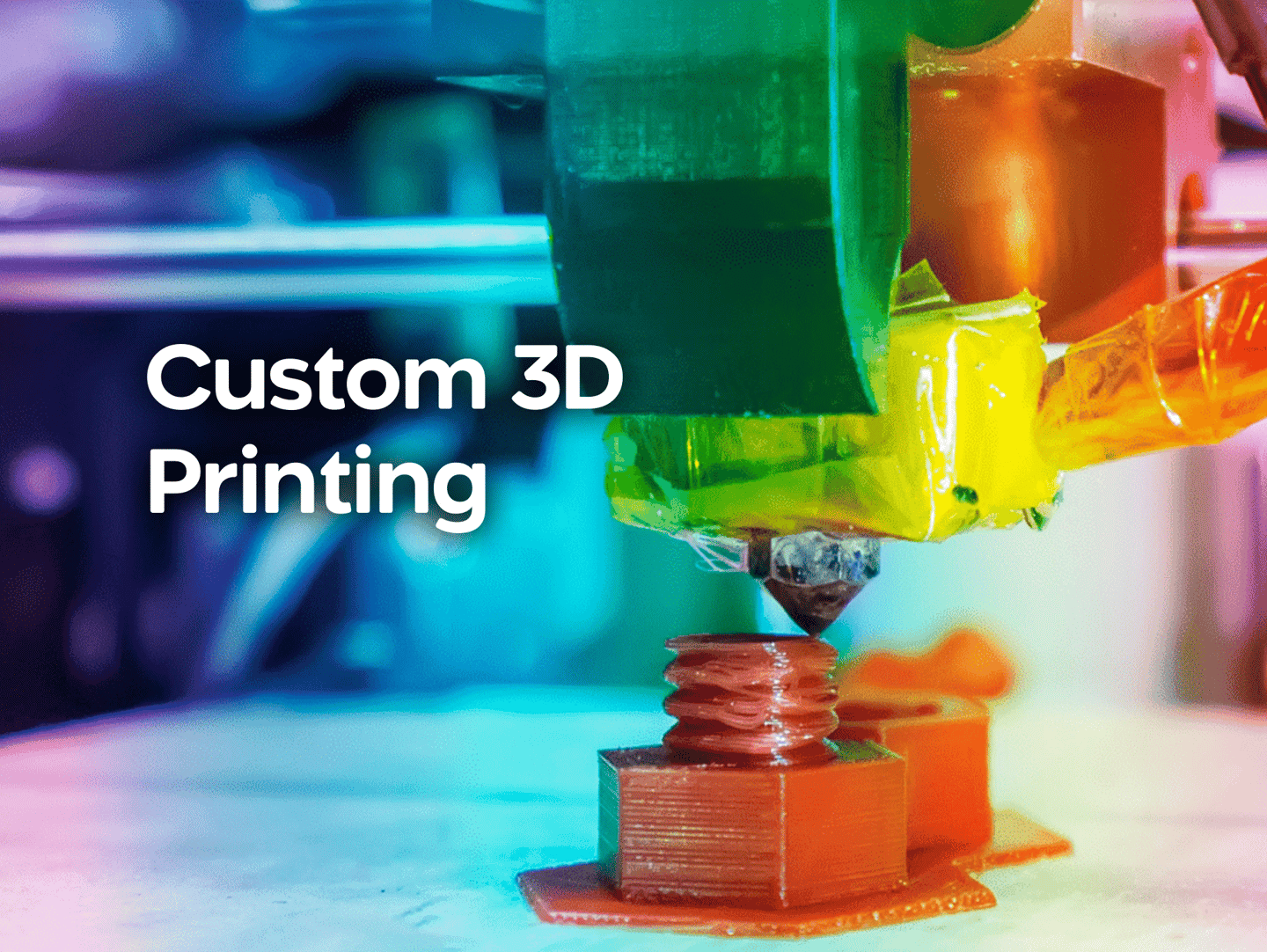 Close-up of 3D printer nozzle Close-up of 3D printer nozzle creating custom part. Custom 3D printing for Cedar Rapids busines