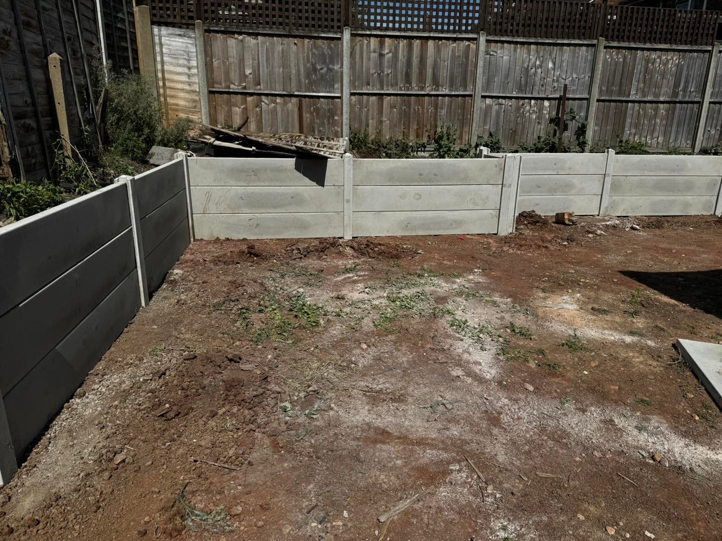 Sturdy garden retaining wall in Worcester property
