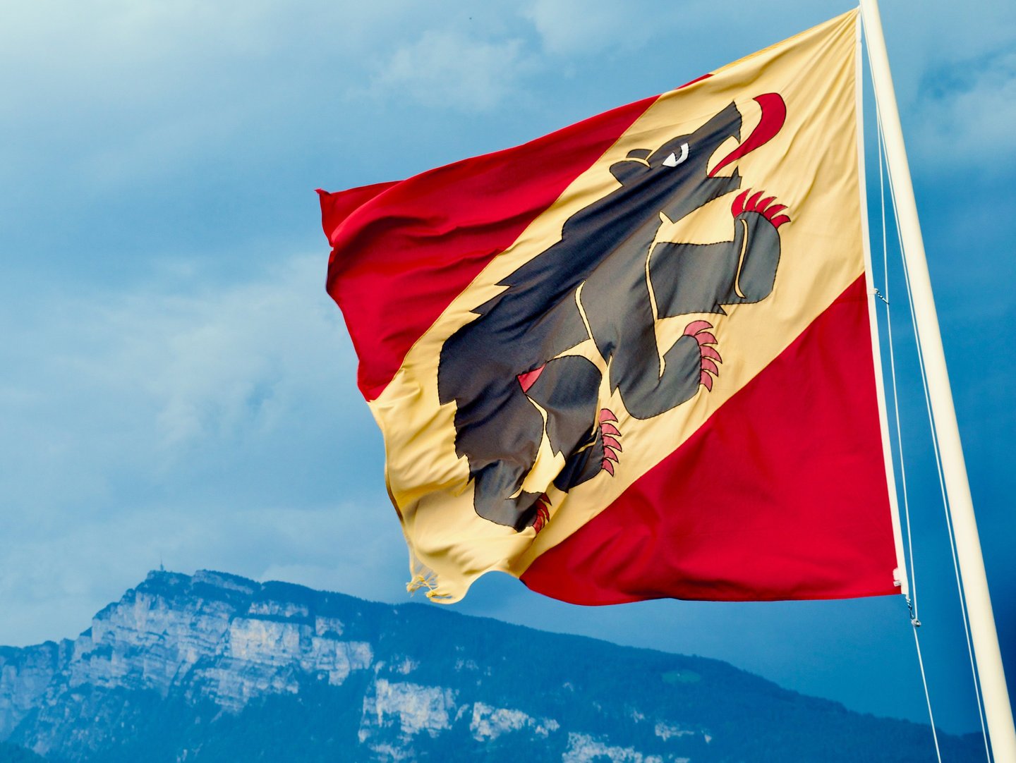 Bern Flag Flying over Niederhorn