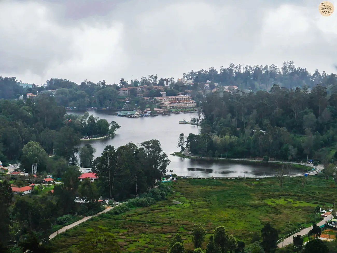Star-shaped Lake view from upper lake view point in Kodaikanal.
