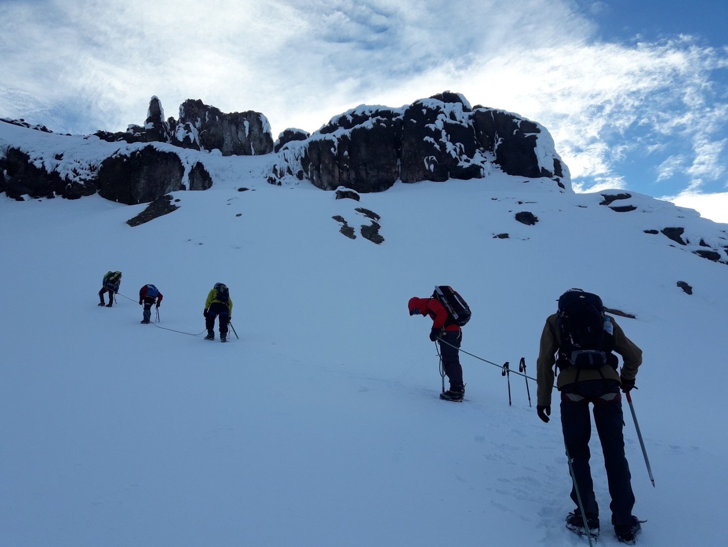 rope teams on the way to Carihuairazo summit