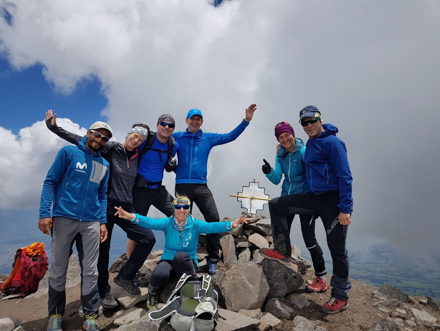 climbers on Corazon summit in Ecuador