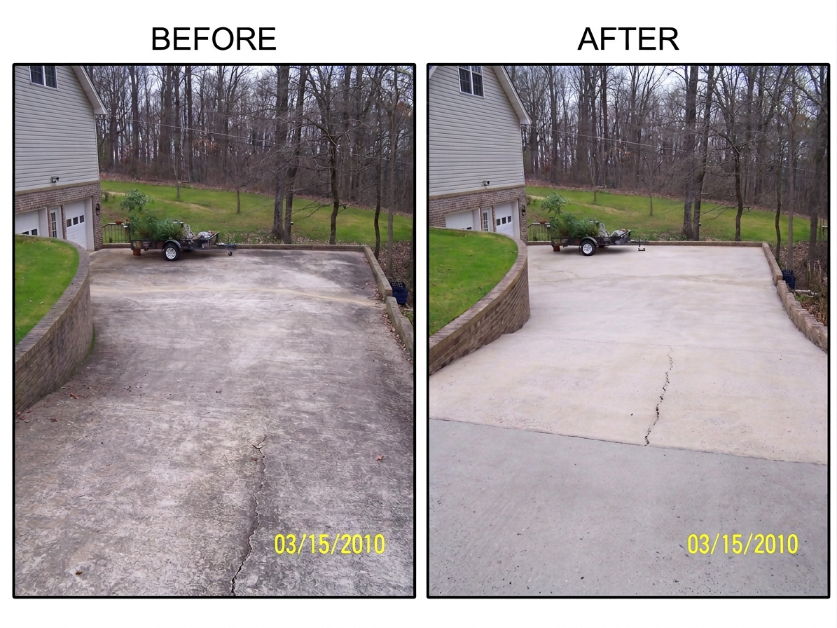 Concrete before and after pressure washing Cullman, AL